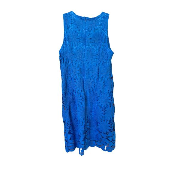 London Times Women's Blue Floral Lace A-Line Midi Dress Size 6 - Picture 5 of 5